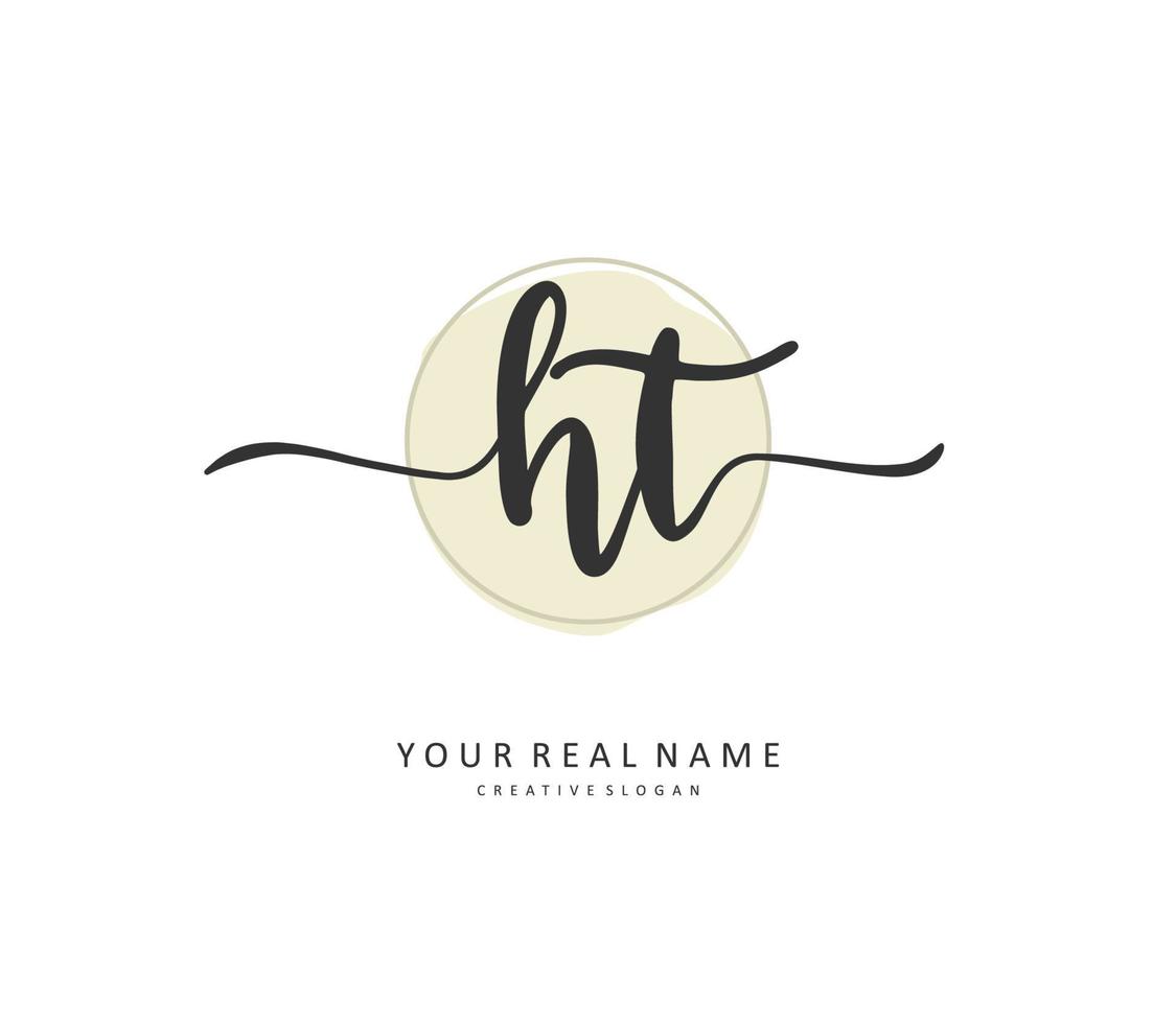 H T HT Initial letter handwriting and  signature logo. A concept handwriting initial logo with template element. vector