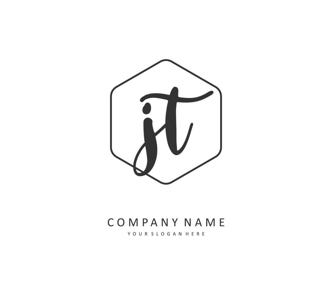 J T JT Initial letter handwriting and  signature logo. A concept handwriting initial logo with template element. vector