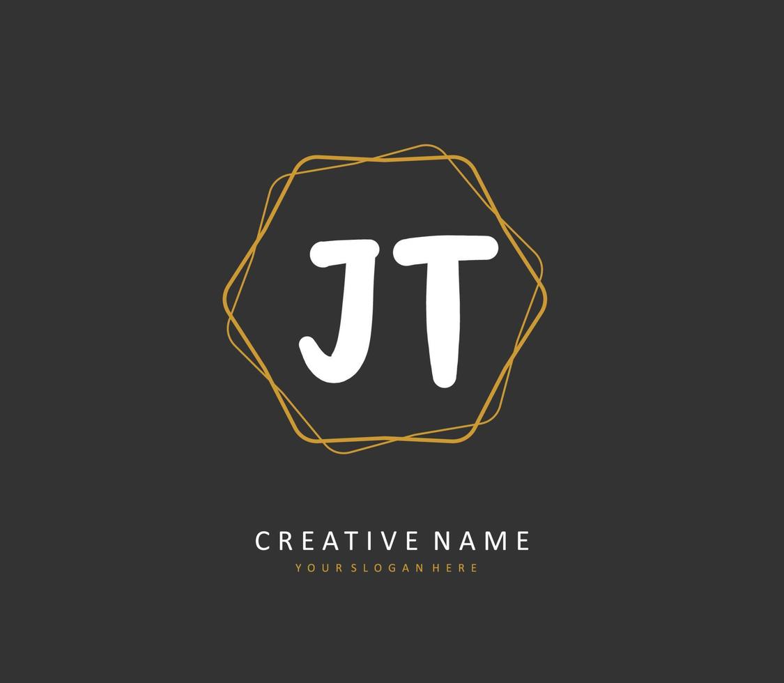 J T JT Initial letter handwriting and  signature logo. A concept handwriting initial logo with template element. vector