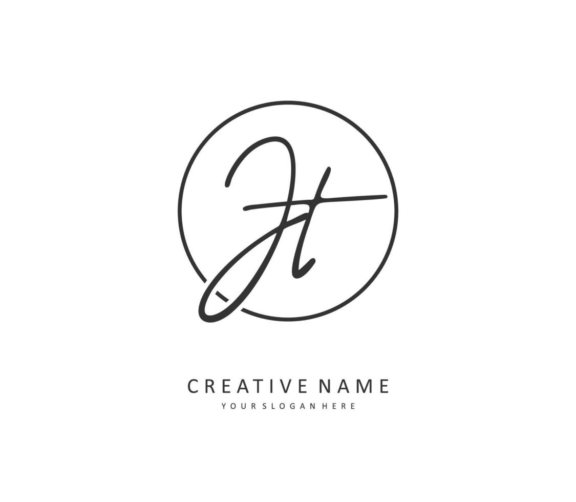 J T JT Initial letter handwriting and  signature logo. A concept handwriting initial logo with template element. vector