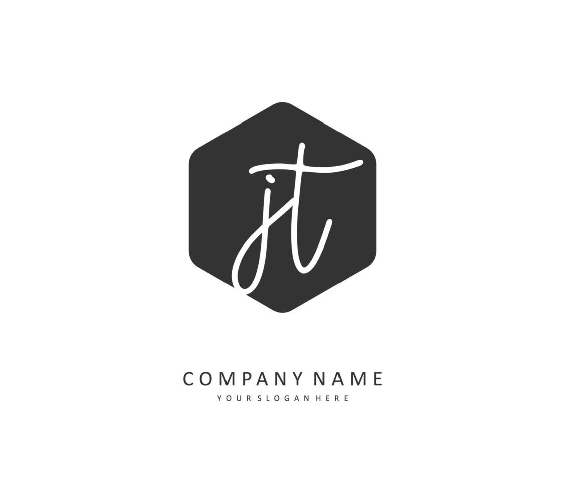 J T JT Initial letter handwriting and  signature logo. A concept handwriting initial logo with template element. vector