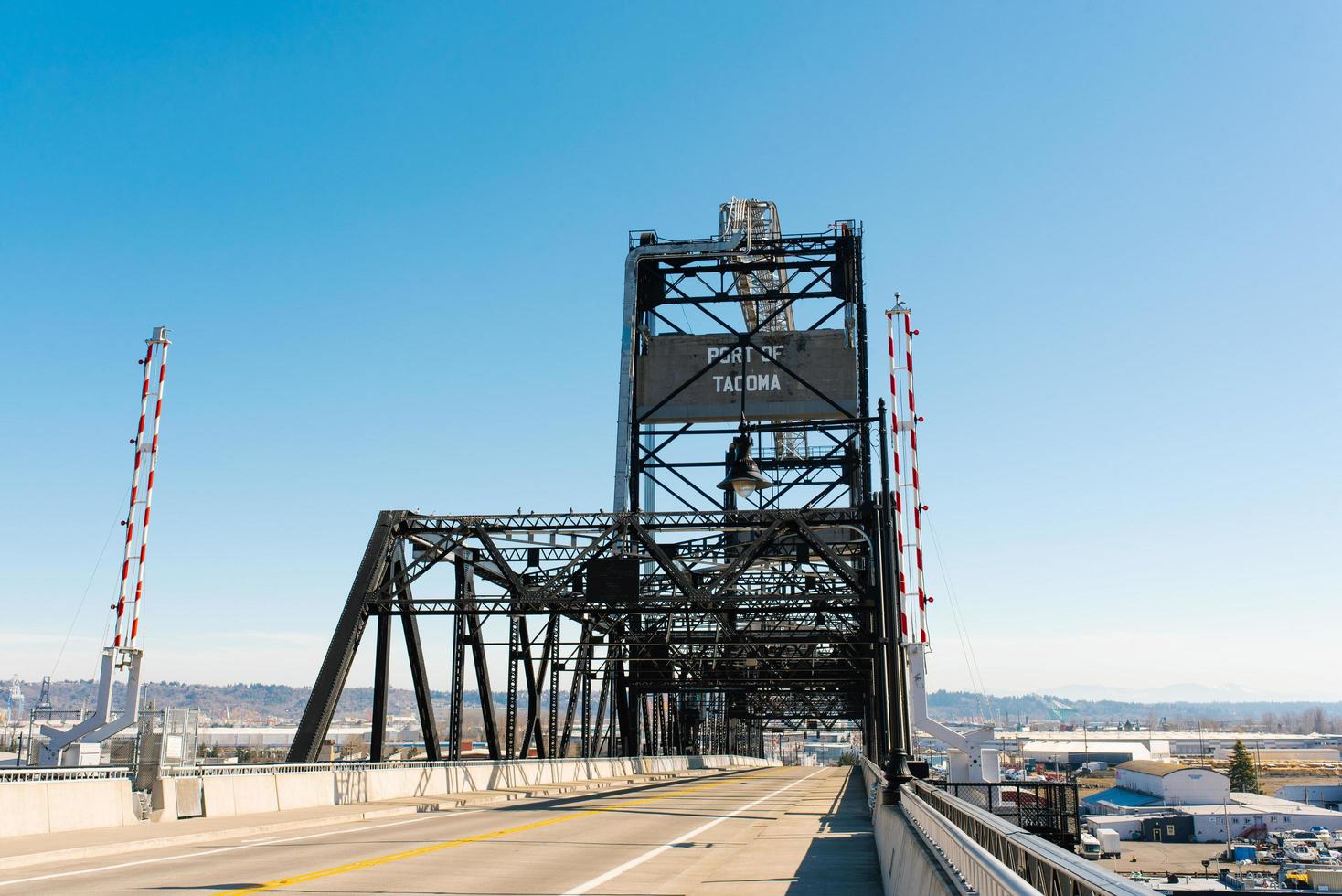 Tacoma, Washington, USA. April 2022. Iron Bridge of the seaport photo