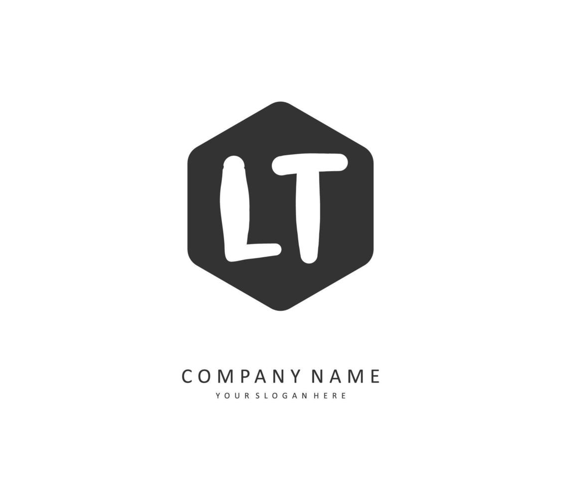 L T LT Initial letter handwriting and  signature logo. A concept handwriting initial logo with template element. vector