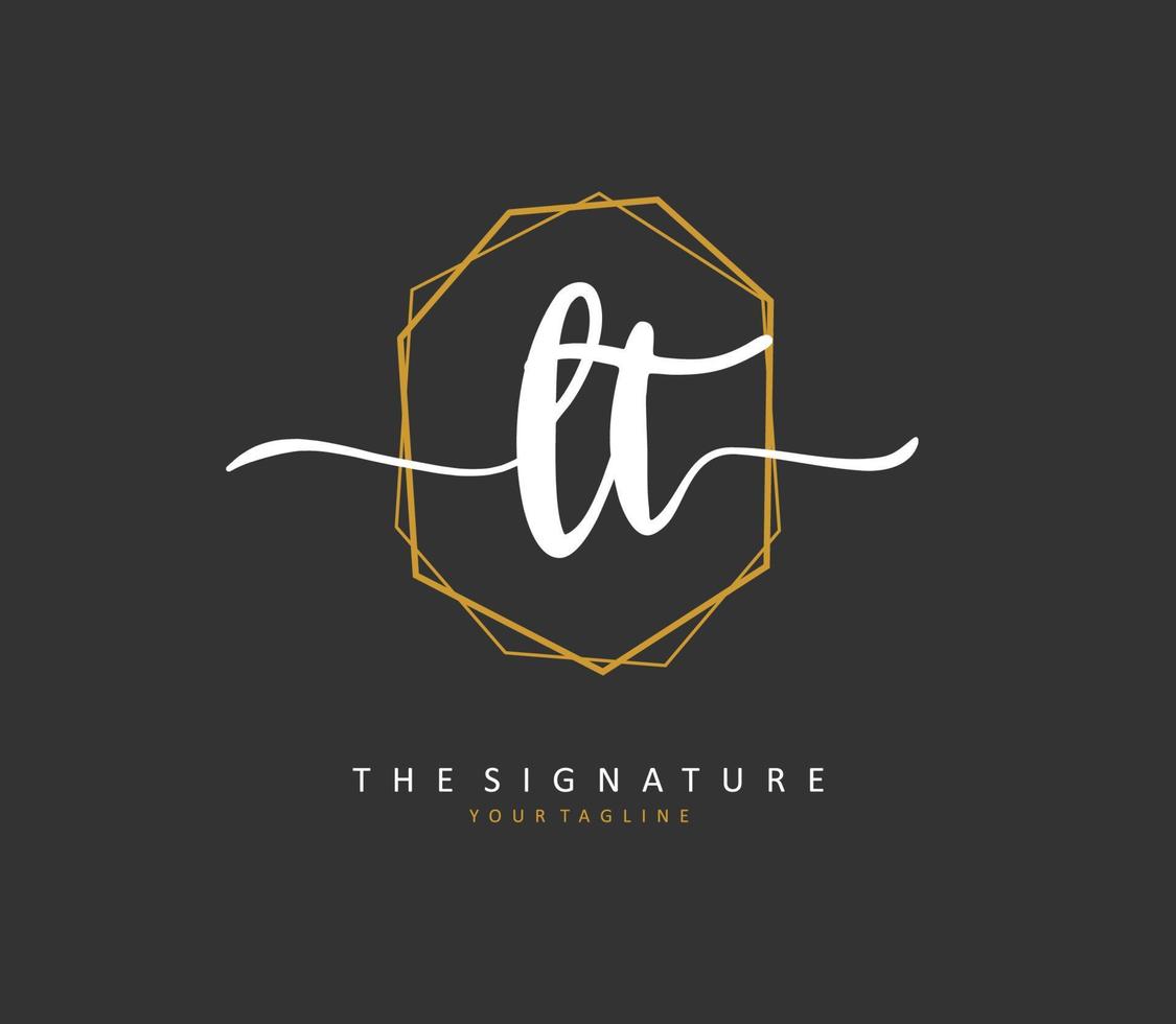 L T LT Initial letter handwriting and  signature logo. A concept handwriting initial logo with template element. vector