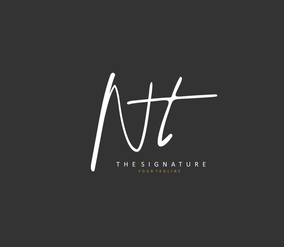 N T NT Initial letter handwriting and  signature logo. A concept handwriting initial logo with template element. vector