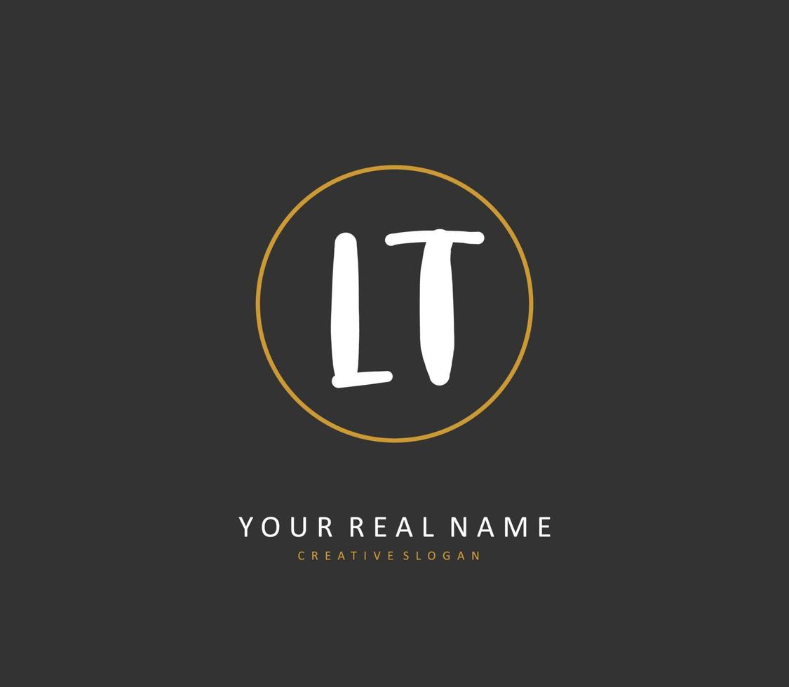 L T LT Initial letter handwriting and  signature logo. A concept handwriting initial logo with template element. vector