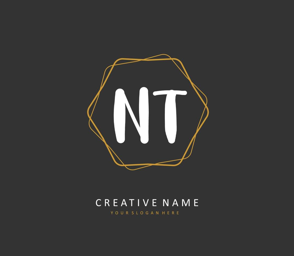 N T NT Initial letter handwriting and  signature logo. A concept handwriting initial logo with template element. vector