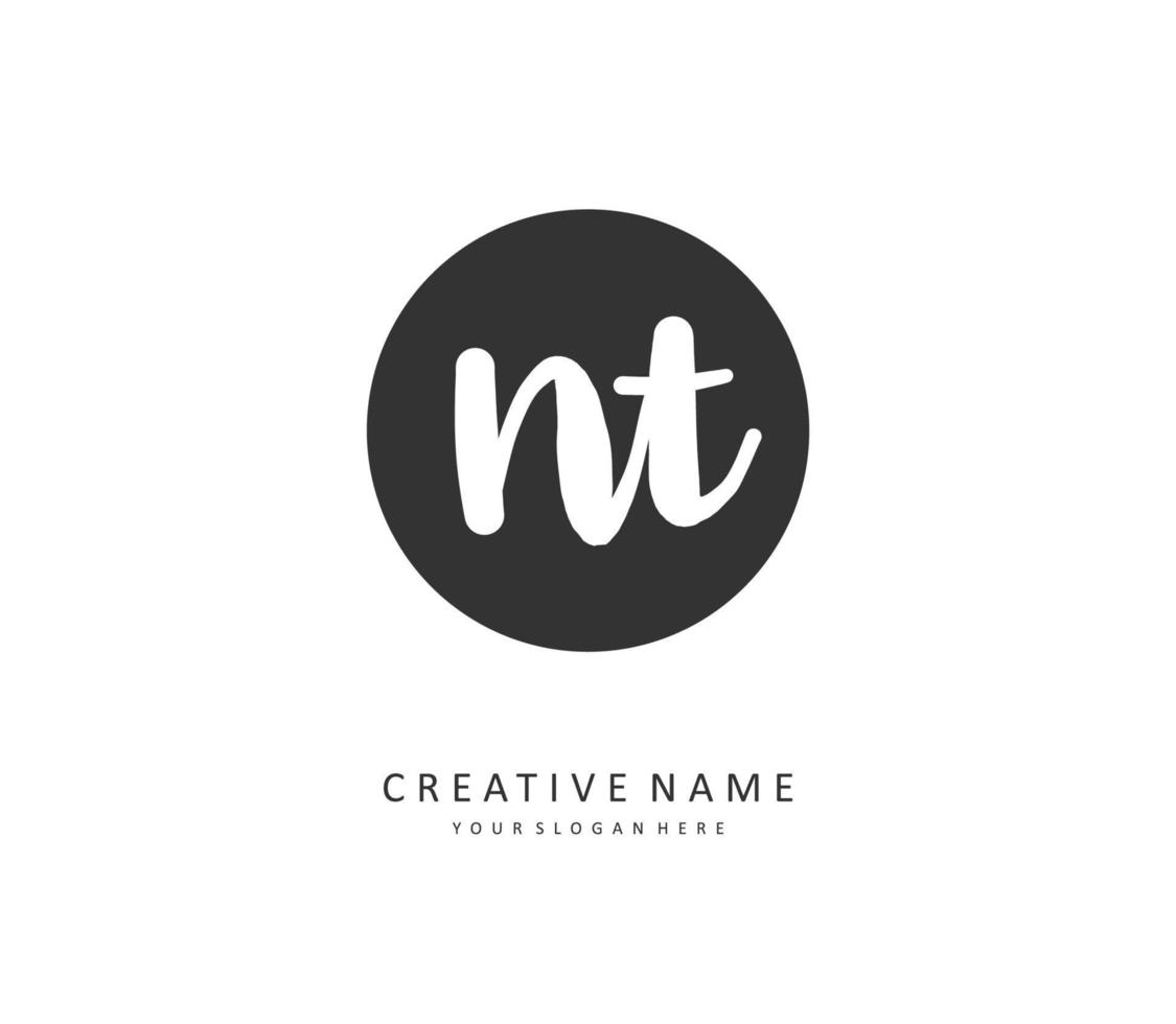 N T NT Initial letter handwriting and  signature logo. A concept handwriting initial logo with template element. vector