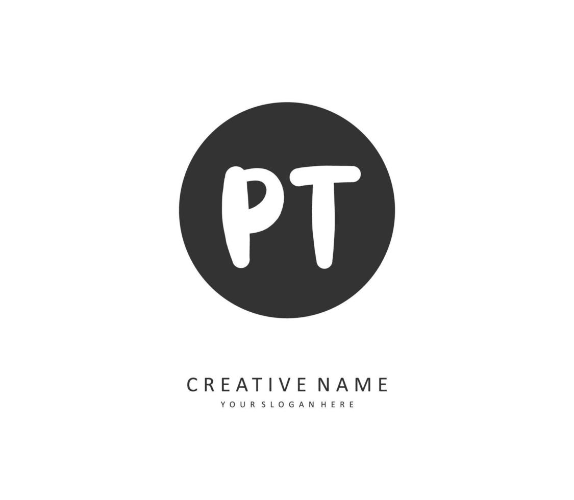 P T PT Initial letter handwriting and  signature logo. A concept handwriting initial logo with template element. vector