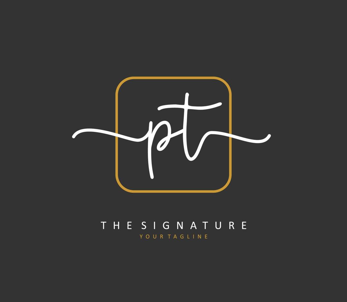 P T PT Initial letter handwriting and  signature logo. A concept handwriting initial logo with template element. vector