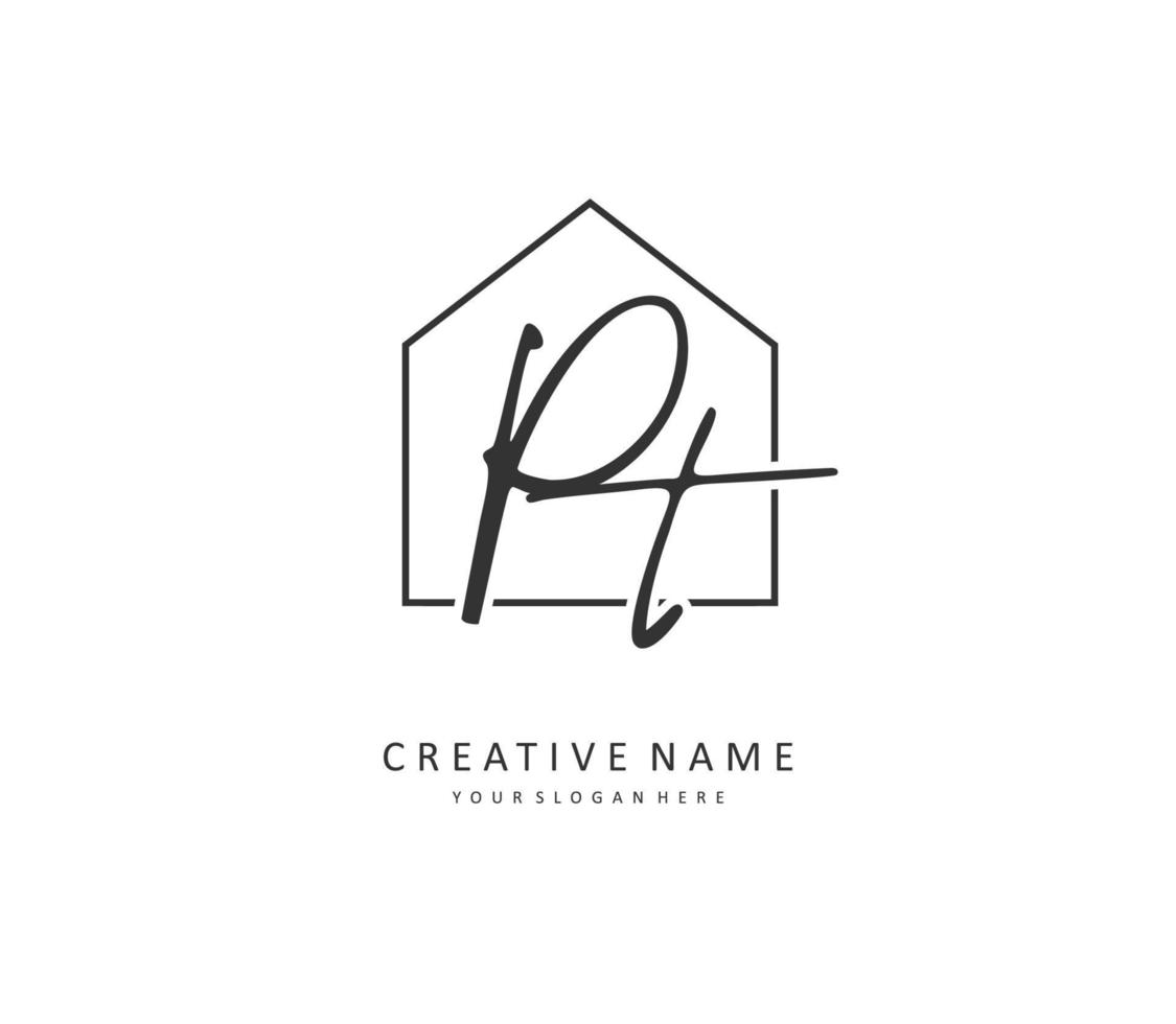 P T PT Initial letter handwriting and  signature logo. A concept handwriting initial logo with template element. vector