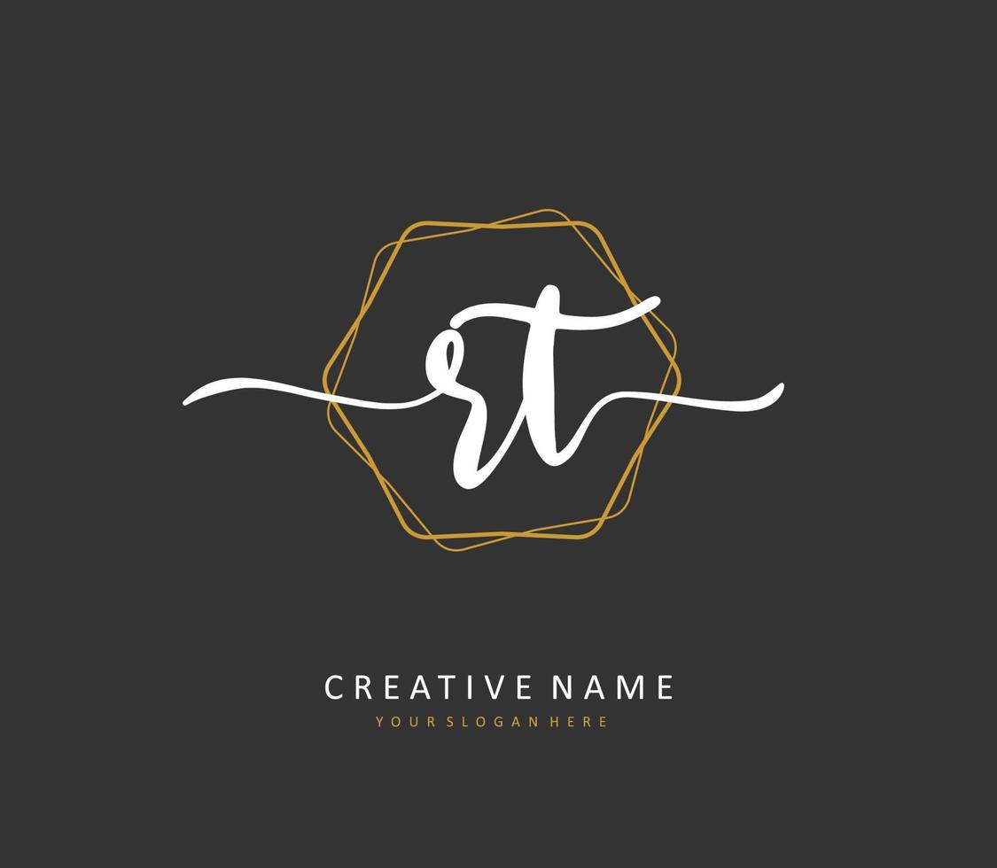 R T RT Initial letter handwriting and  signature logo. A concept handwriting initial logo with template element. vector