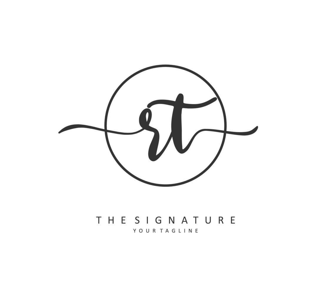 R T RT Initial letter handwriting and  signature logo. A concept handwriting initial logo with template element. vector