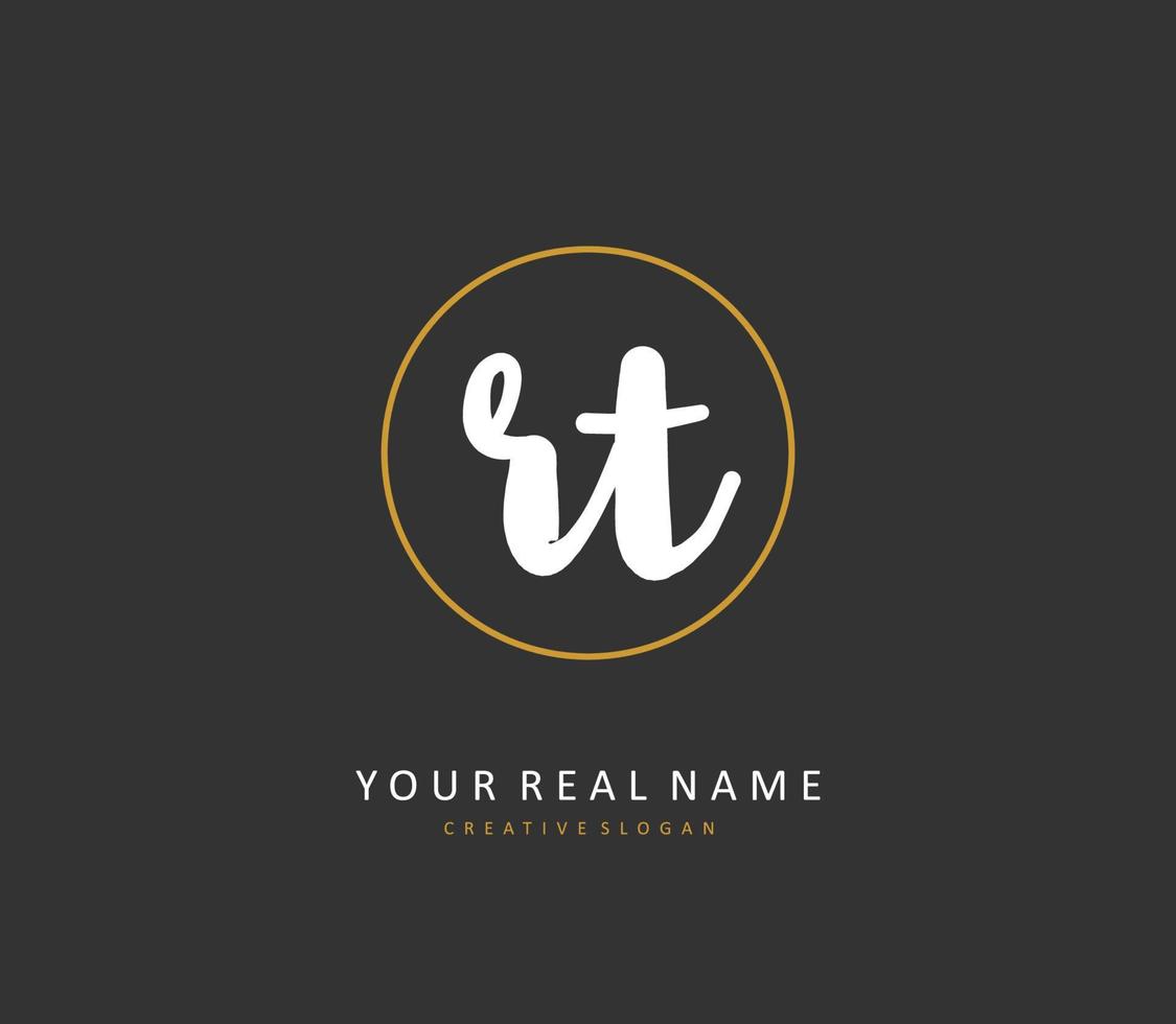 R T RT Initial letter handwriting and  signature logo. A concept handwriting initial logo with template element. vector