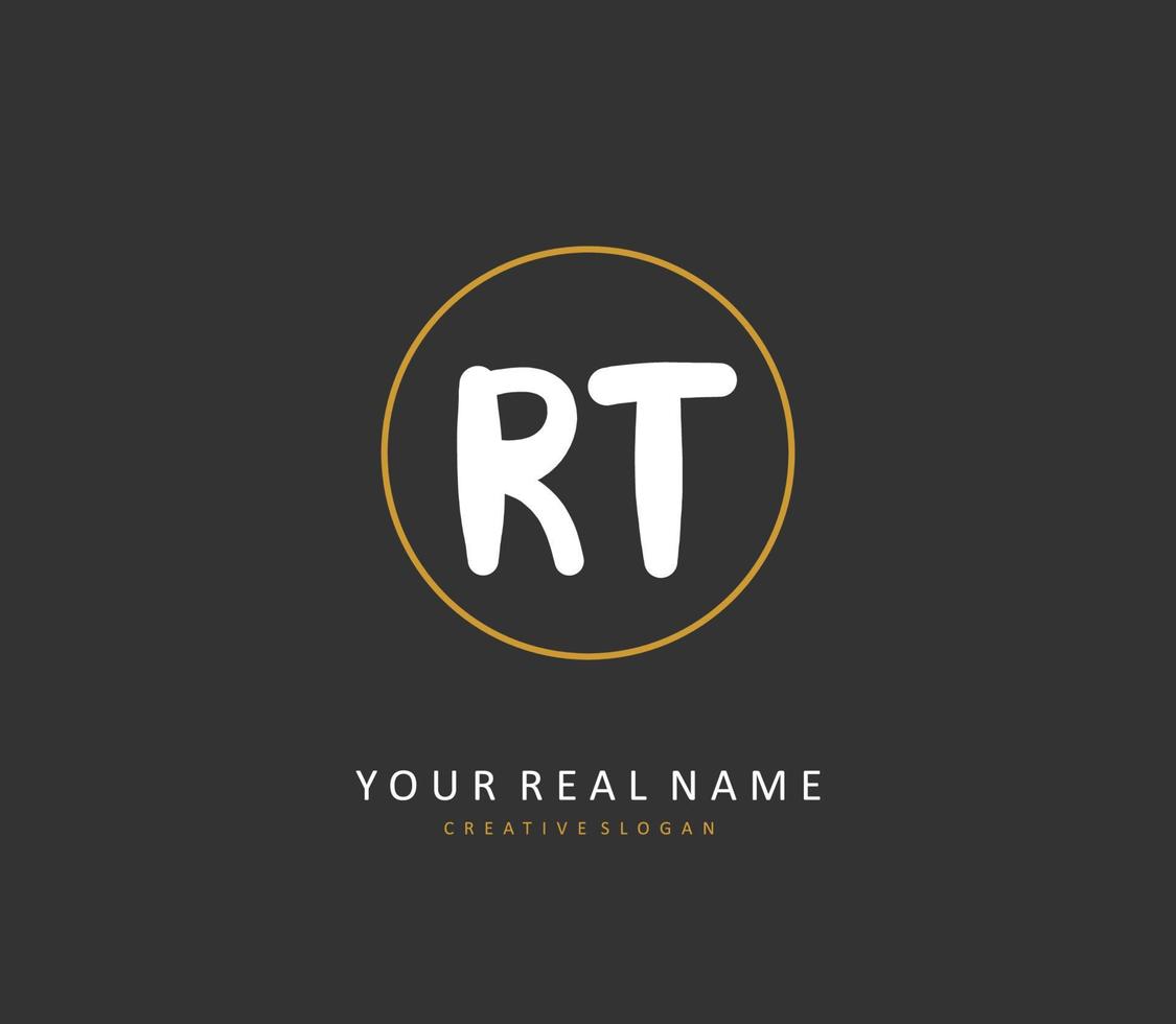 R T RT Initial letter handwriting and  signature logo. A concept handwriting initial logo with template element. vector