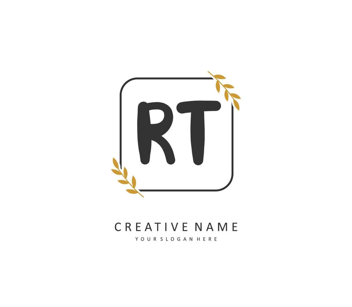 R T RT Initial letter handwriting and  signature logo. A concept handwriting initial logo with template element. vector