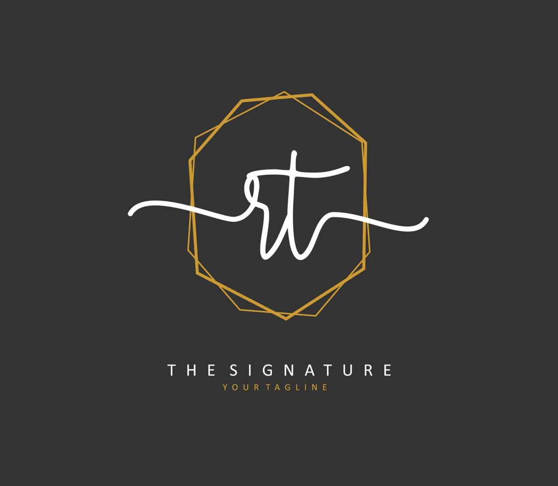 R T RT Initial letter handwriting and  signature logo. A concept handwriting initial logo with template element. vector