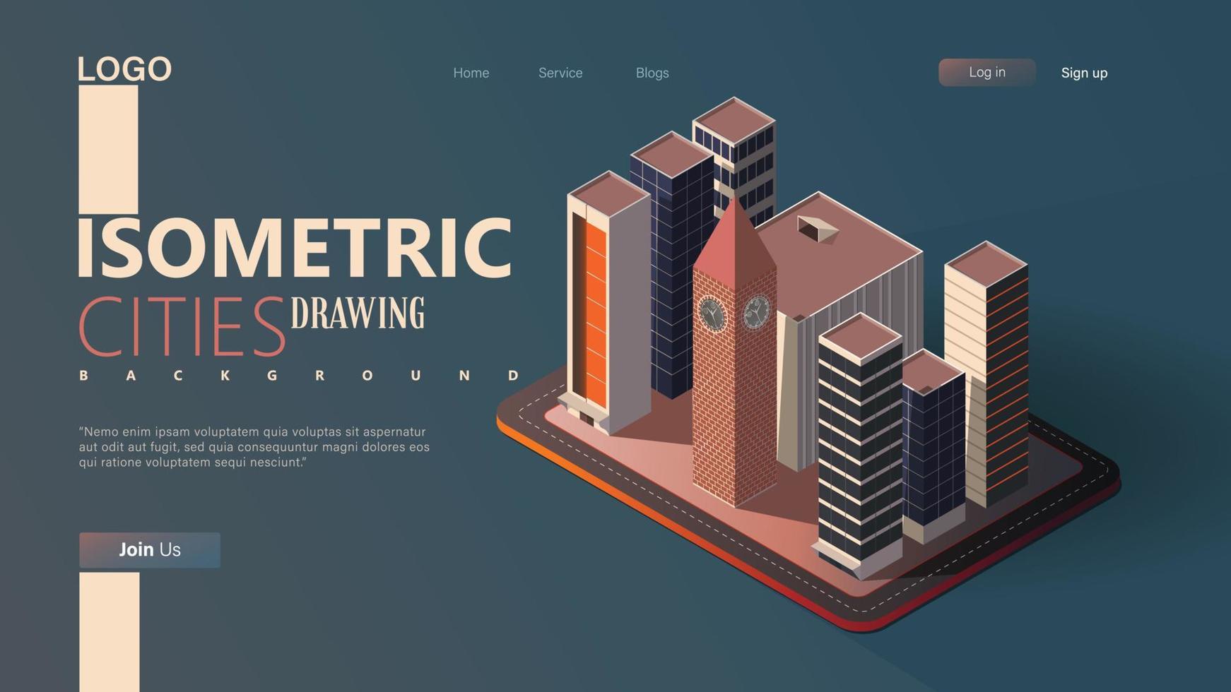 isometric city background vector