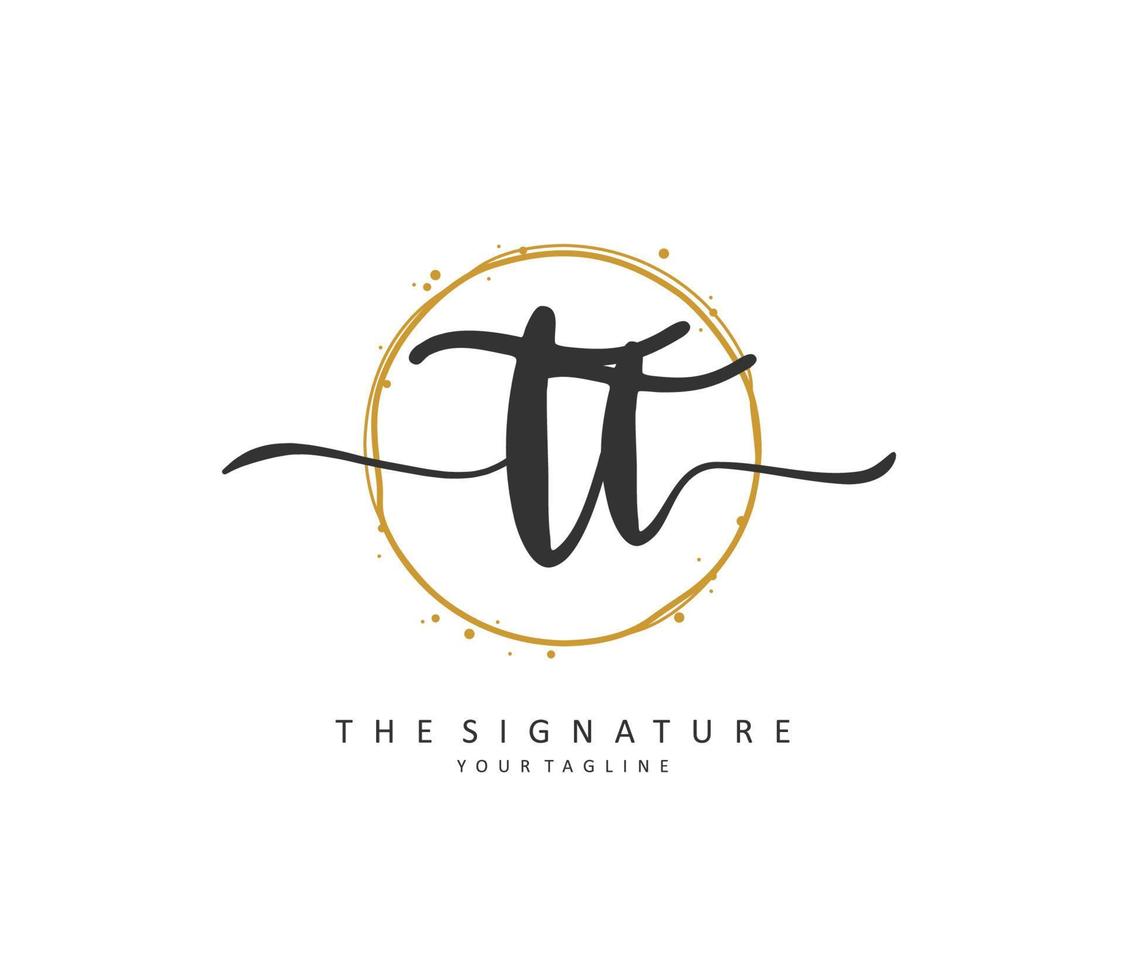 T TT Initial letter handwriting and  signature logo. A concept handwriting initial logo with template element. vector