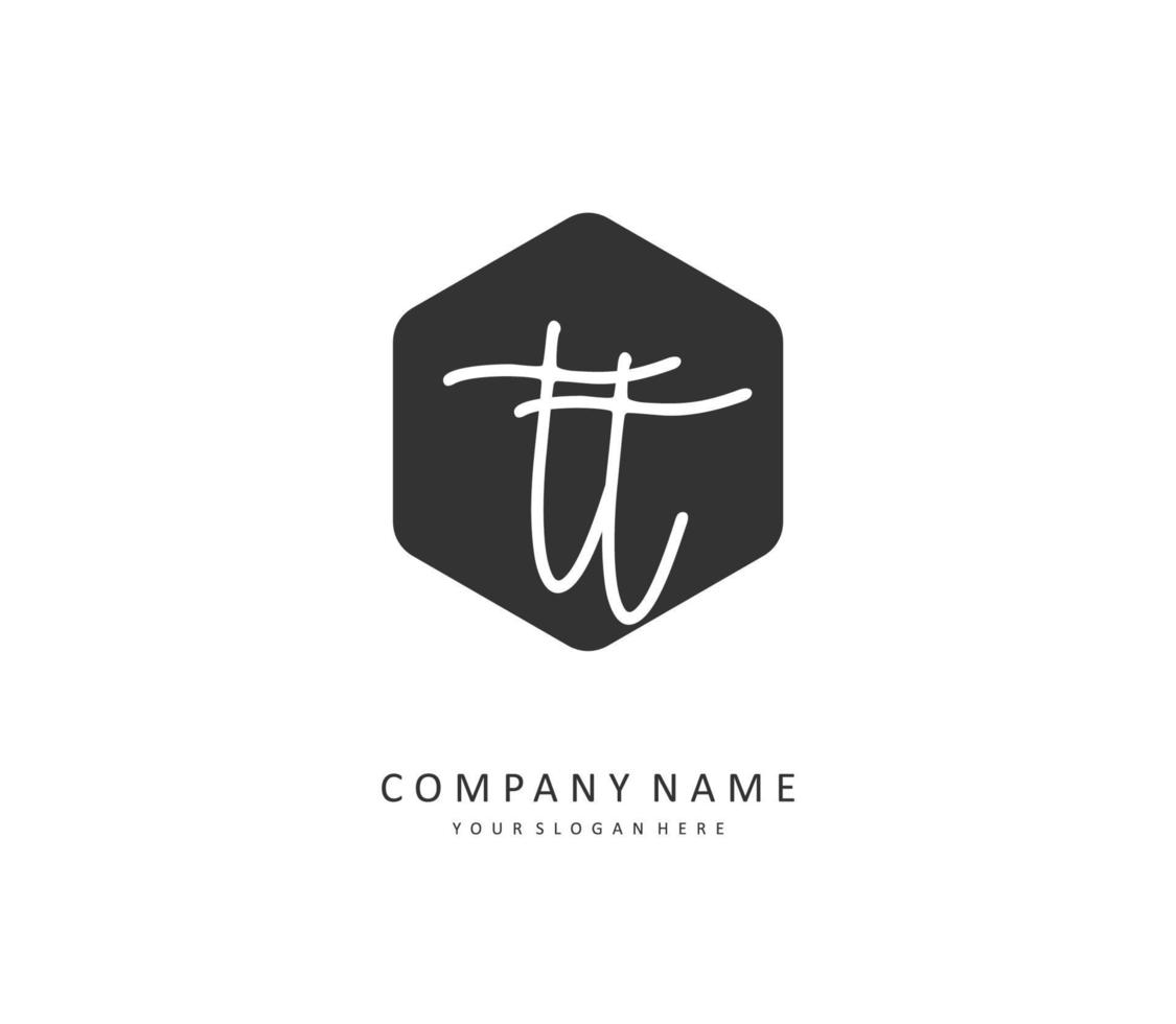 T TT Initial letter handwriting and  signature logo. A concept handwriting initial logo with template element. vector