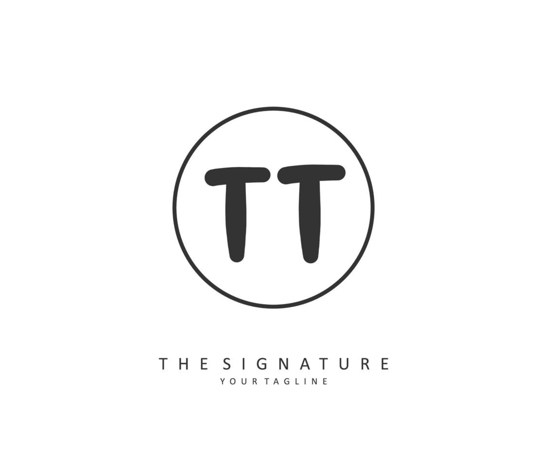 T TT Initial letter handwriting and  signature logo. A concept handwriting initial logo with template element. vector
