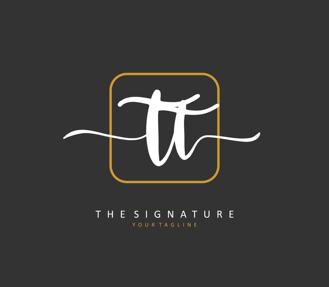 T TT Initial letter handwriting and  signature logo. A concept handwriting initial logo with template element. vector