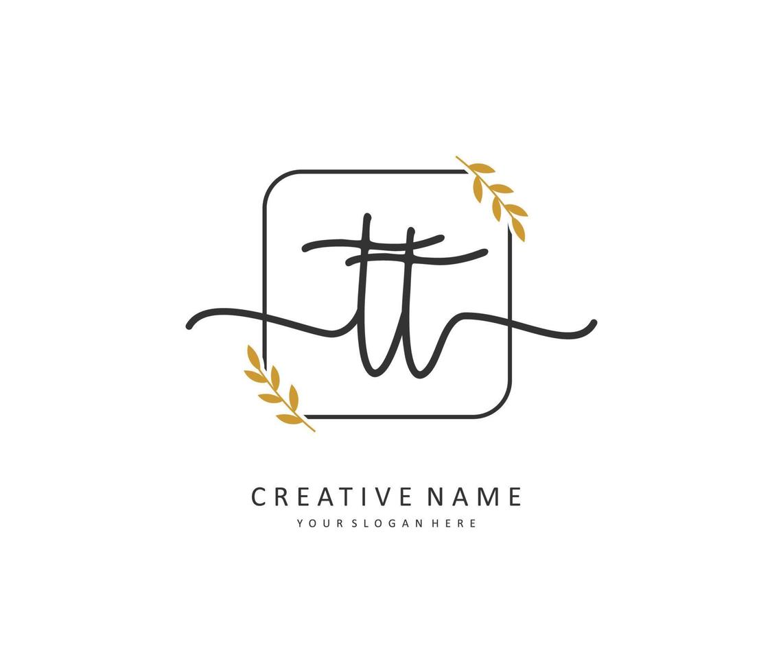 T TT Initial letter handwriting and  signature logo. A concept handwriting initial logo with template element. vector