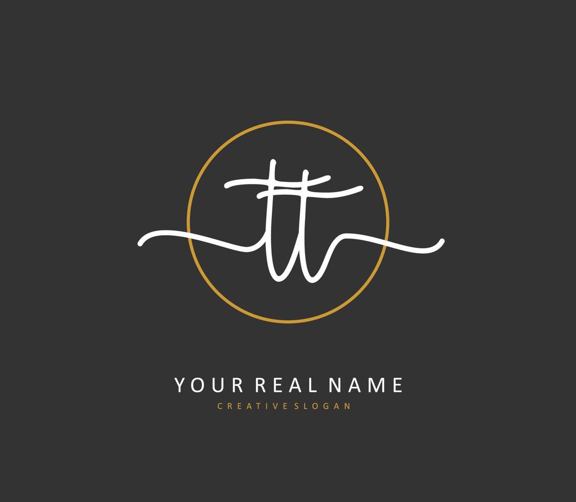 T TT Initial letter handwriting and  signature logo. A concept handwriting initial logo with template element. vector