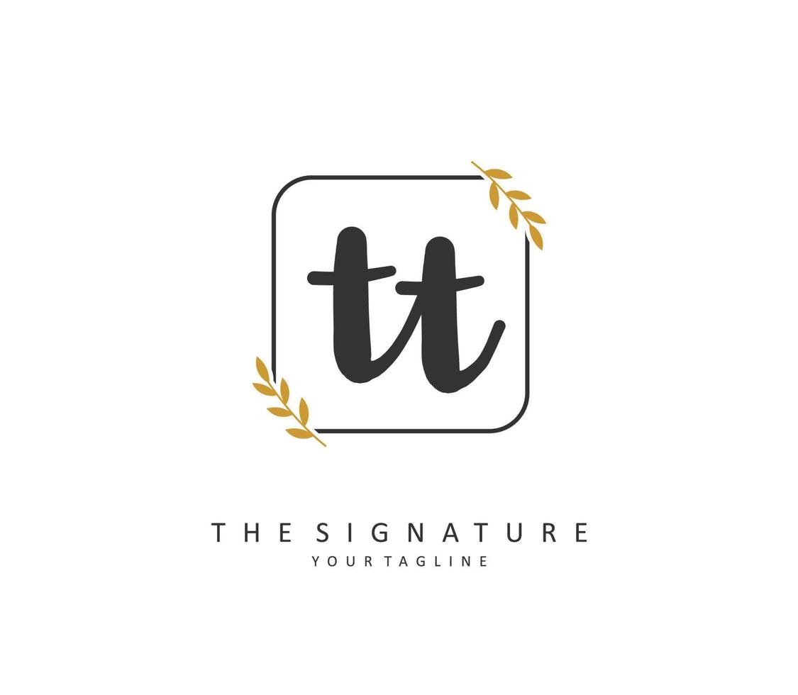T TT Initial letter handwriting and  signature logo. A concept handwriting initial logo with template element. vector