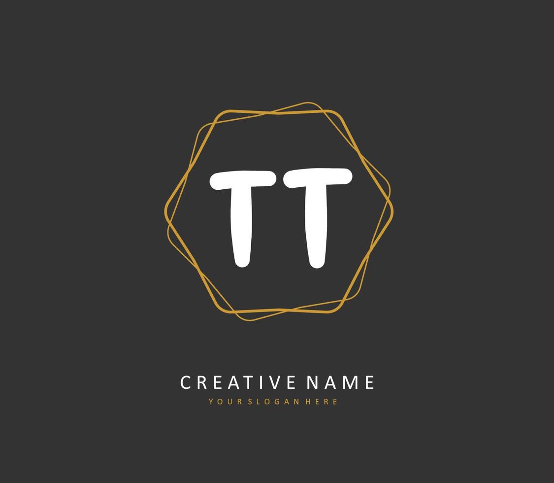 T TT Initial letter handwriting and  signature logo. A concept handwriting initial logo with template element. vector