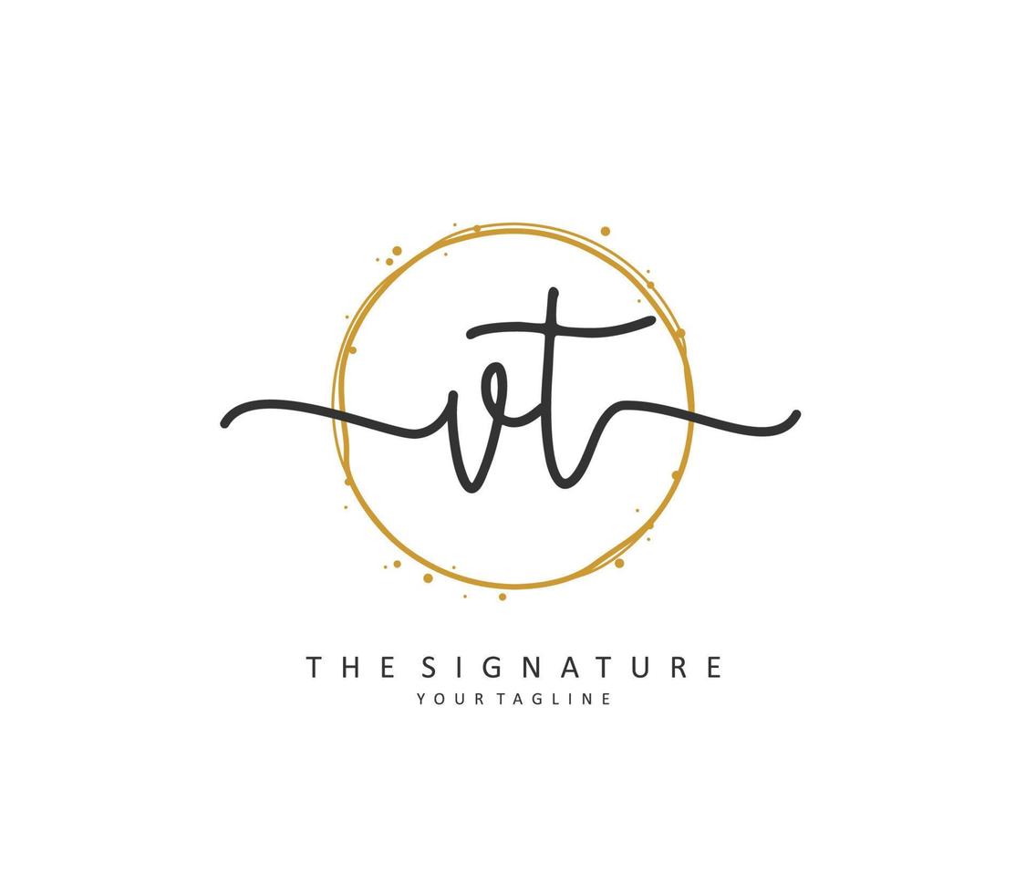 V T VT Initial letter handwriting and  signature logo. A concept handwriting initial logo with template element. vector