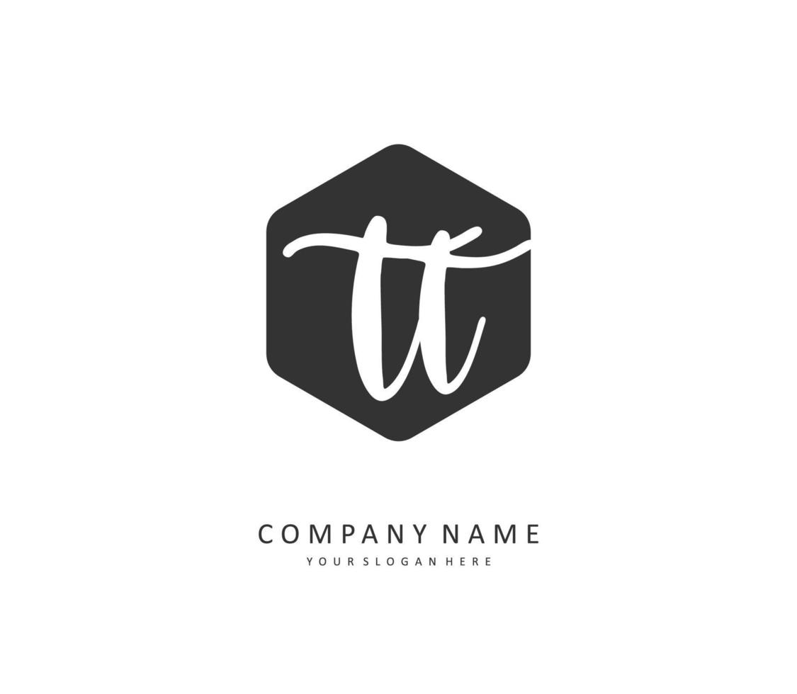 T TT Initial letter handwriting and  signature logo. A concept handwriting initial logo with template element. vector