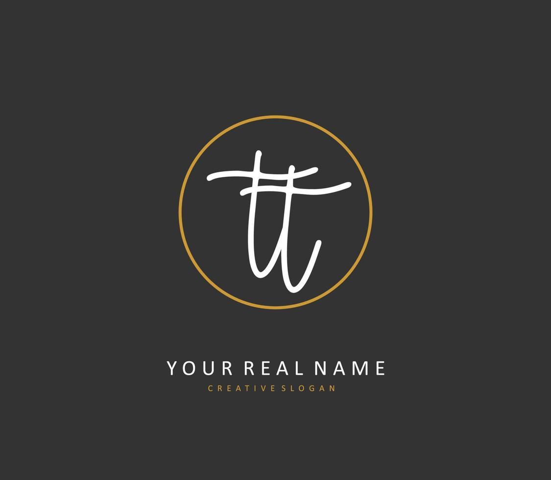 T TT Initial letter handwriting and  signature logo. A concept handwriting initial logo with template element. vector