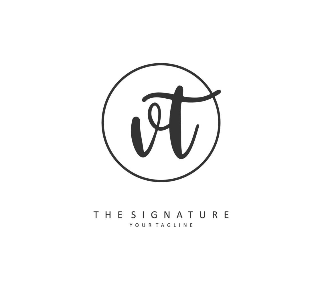 V T VT Initial letter handwriting and  signature logo. A concept handwriting initial logo with template element. vector