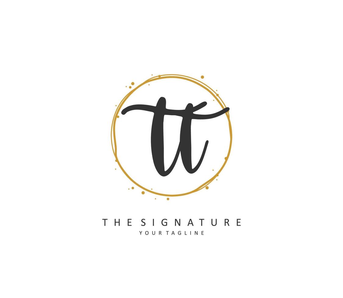 T TT Initial letter handwriting and  signature logo. A concept handwriting initial logo with template element. vector