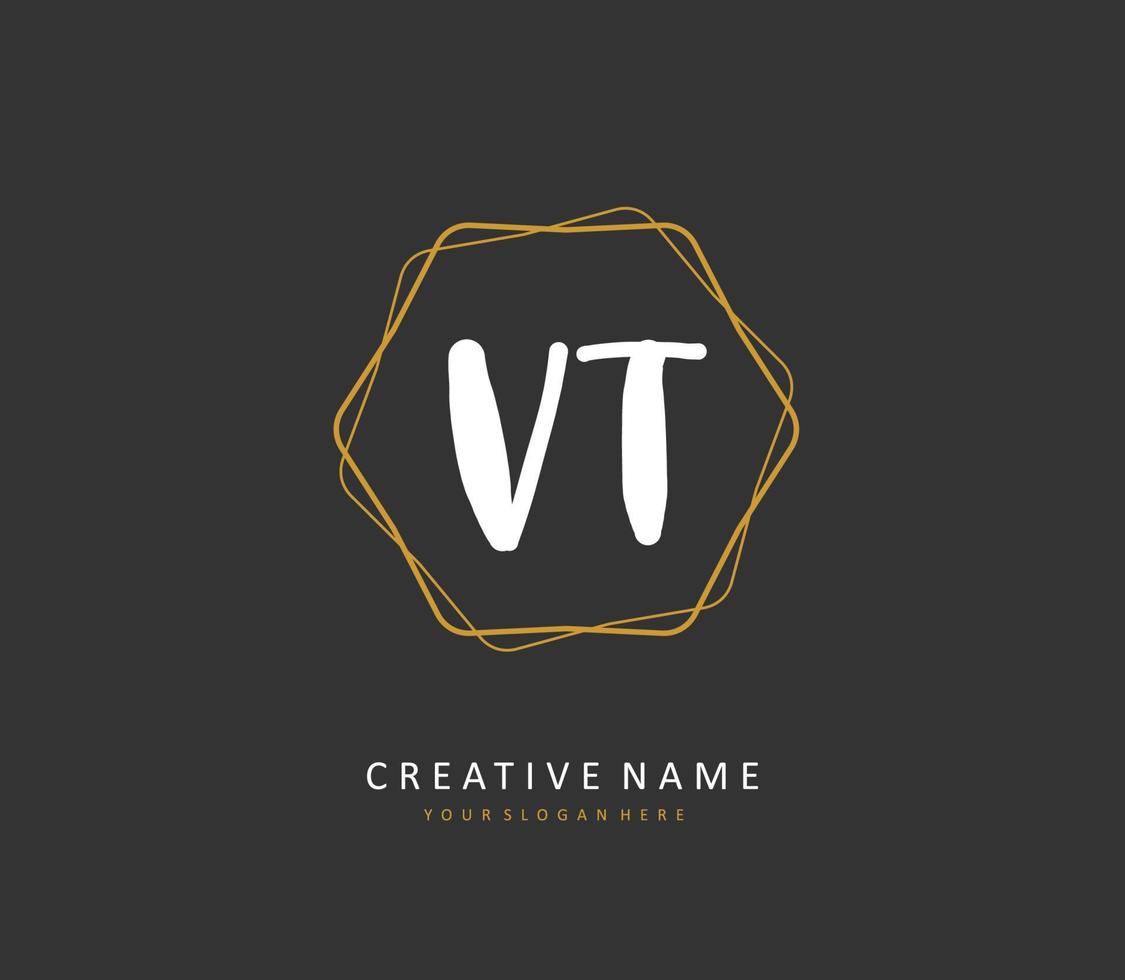 v t Vermont inicial letra escritura y firma logo. un concepto escritura inicial logo con modelo elemento. vector