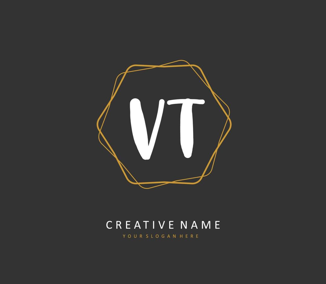 V T VT Initial letter handwriting and  signature logo. A concept handwriting initial logo with template element. vector