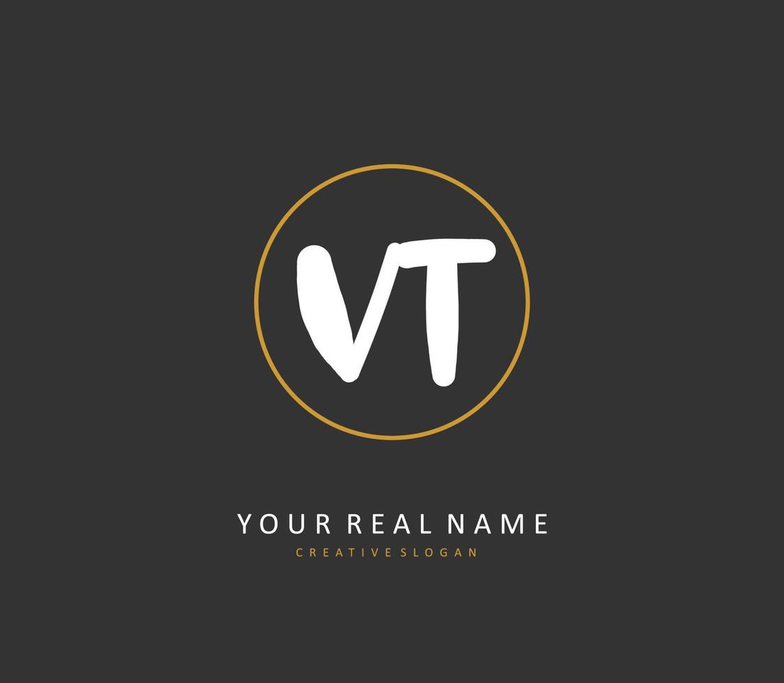 V T VT Initial letter handwriting and  signature logo. A concept handwriting initial logo with template element. vector