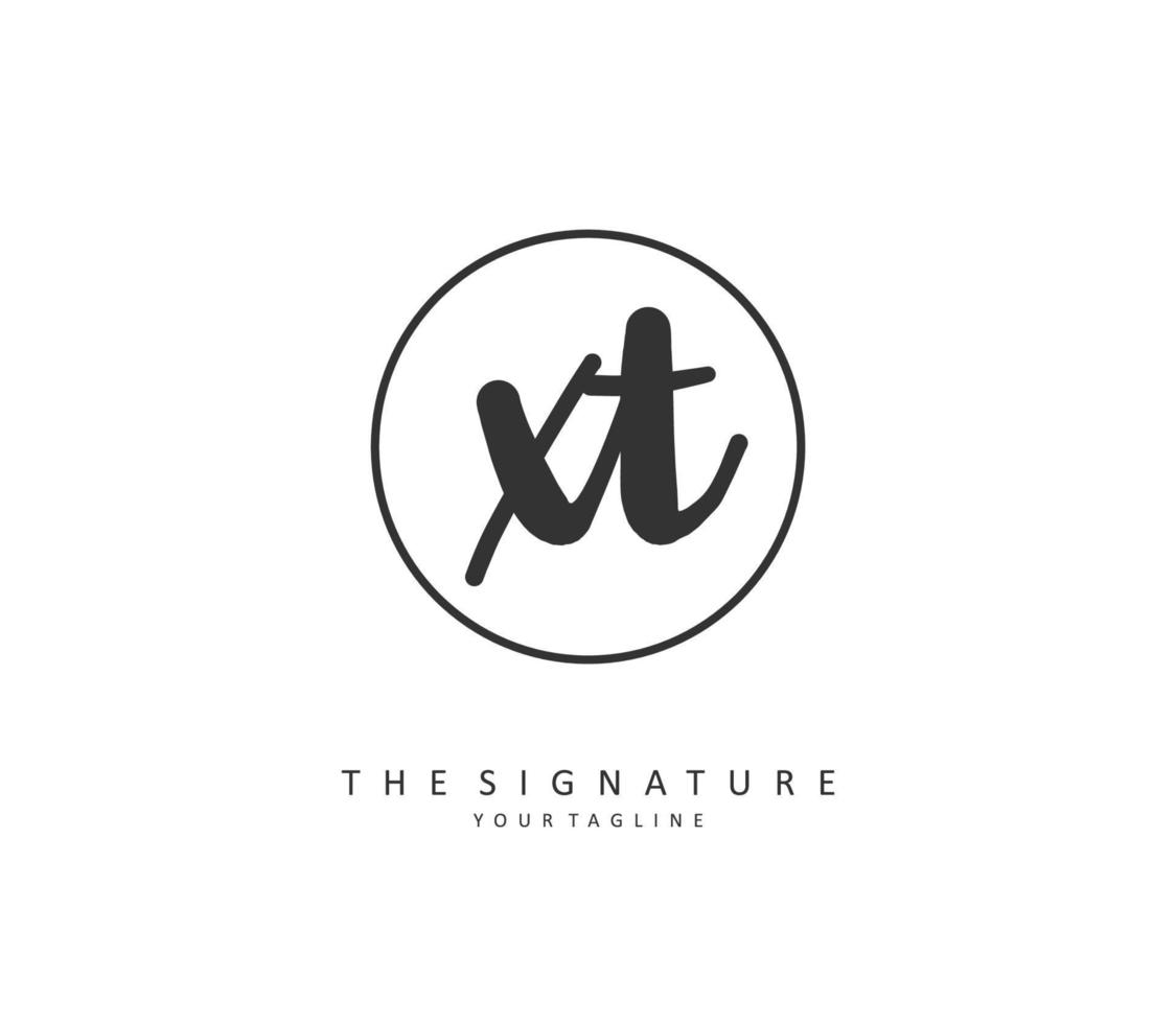 X T XT Initial letter handwriting and  signature logo. A concept handwriting initial logo with template element. vector