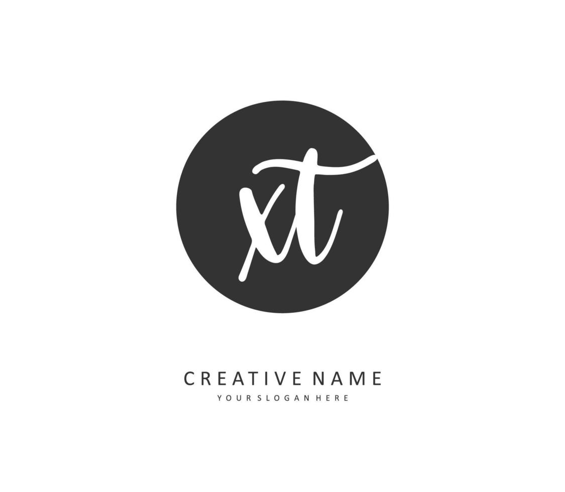 X T XT Initial letter handwriting and  signature logo. A concept handwriting initial logo with template element. vector