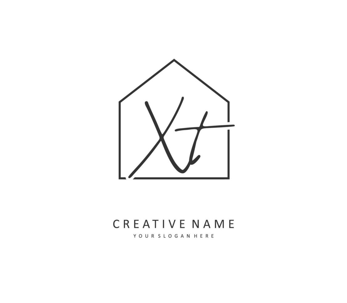 X T XT Initial letter handwriting and  signature logo. A concept handwriting initial logo with template element. vector