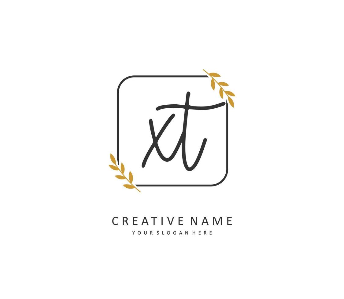 X T XT Initial letter handwriting and  signature logo. A concept handwriting initial logo with template element. vector