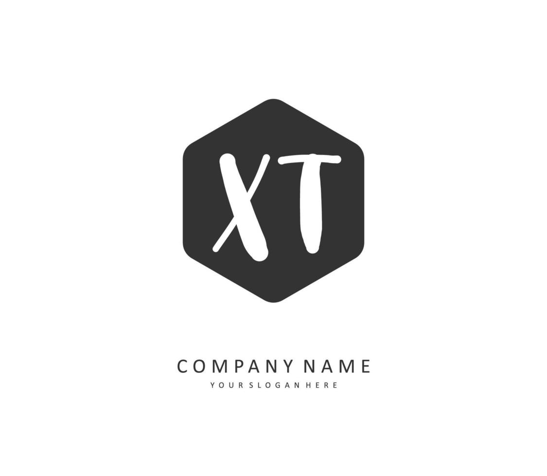 X T XT Initial letter handwriting and  signature logo. A concept handwriting initial logo with template element. vector