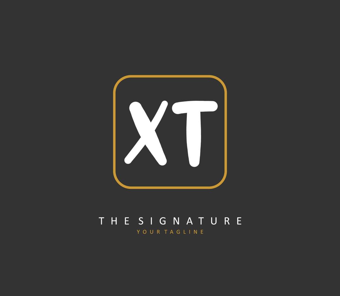X T XT Initial letter handwriting and  signature logo. A concept handwriting initial logo with template element. vector