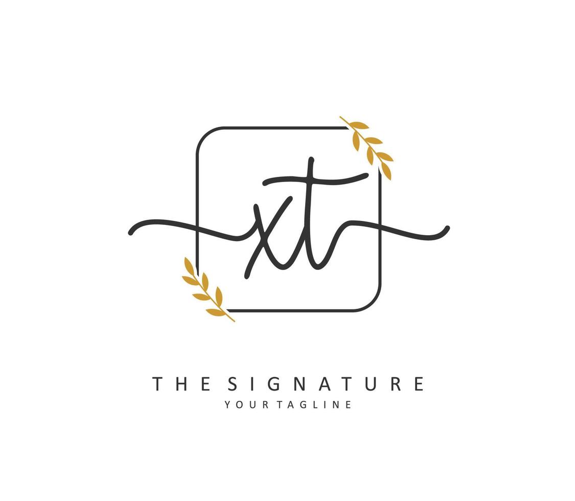 X T XT Initial letter handwriting and  signature logo. A concept handwriting initial logo with template element. vector