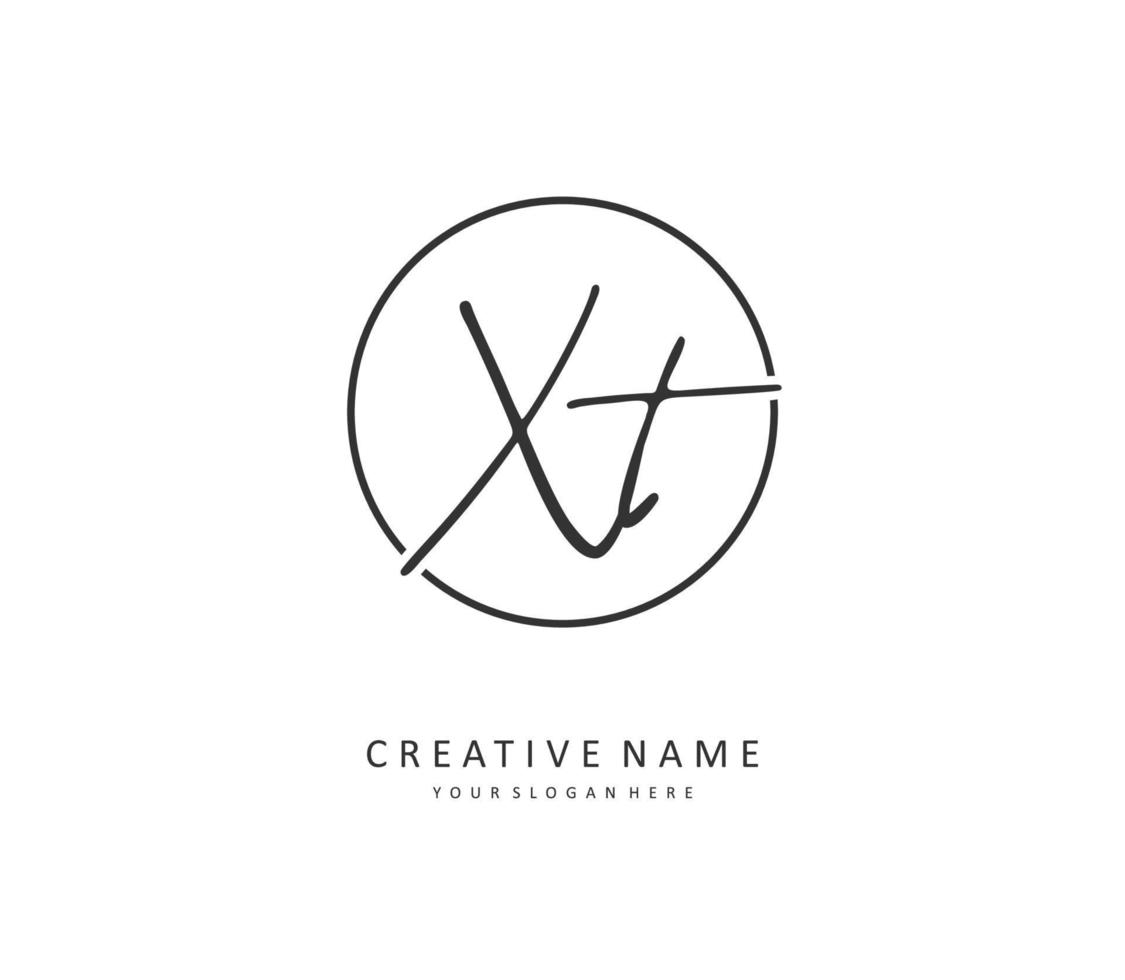 X T XT Initial letter handwriting and  signature logo. A concept handwriting initial logo with template element. vector