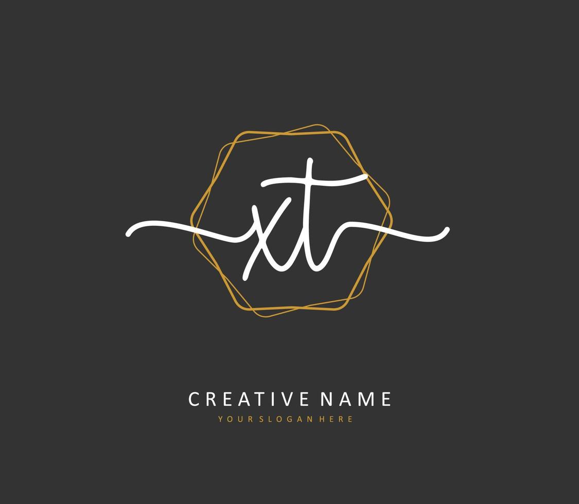 X T XT Initial letter handwriting and  signature logo. A concept handwriting initial logo with template element. vector