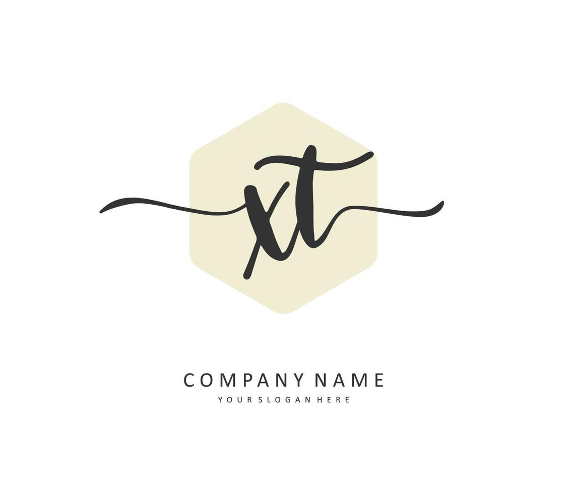 X T XT Initial letter handwriting and  signature logo. A concept handwriting initial logo with template element. vector