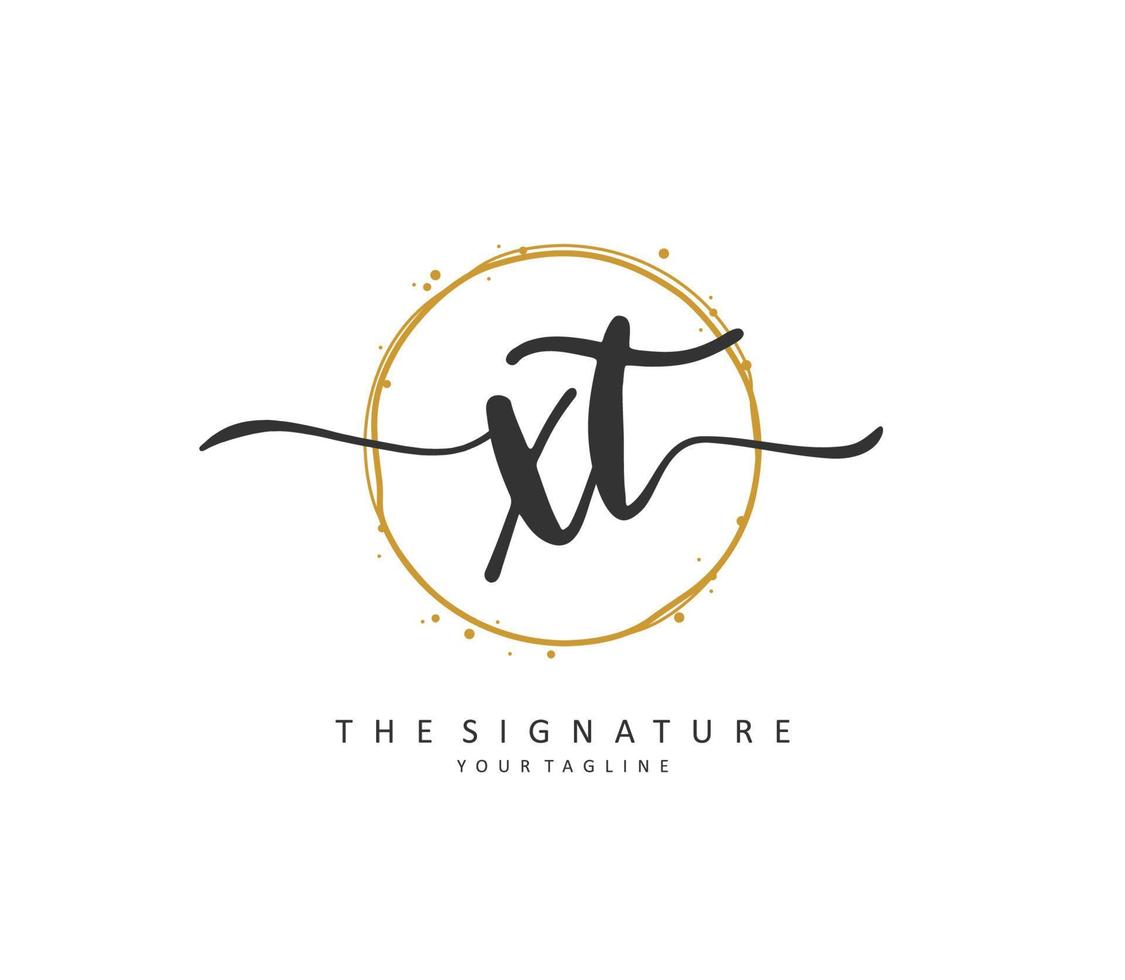 X T XT Initial letter handwriting and  signature logo. A concept handwriting initial logo with template element. vector