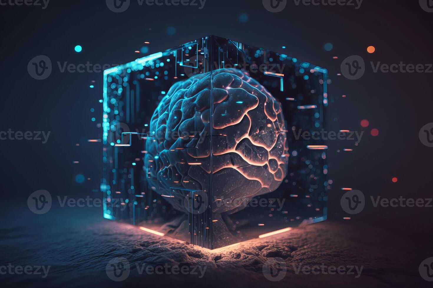 Artificial intelligence AI Machine learning or Research of robot and cyborg development. photo
